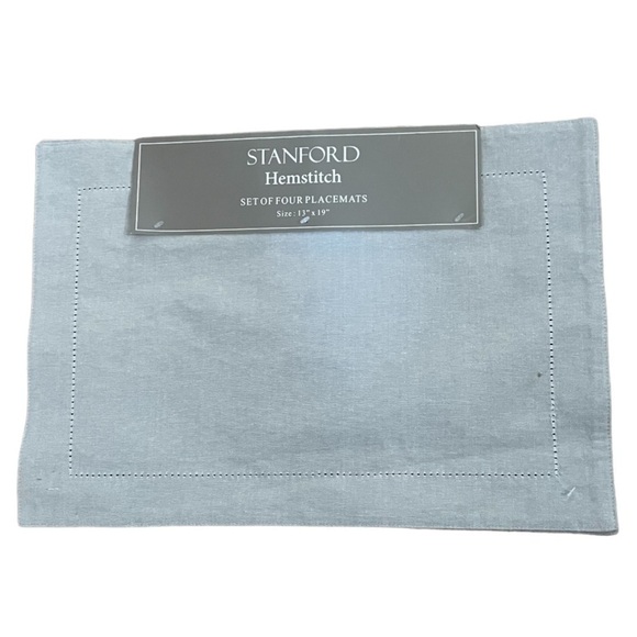 Stanford Hemstitch Gray Placemats Set of Four NWT - Picture 1 of 2